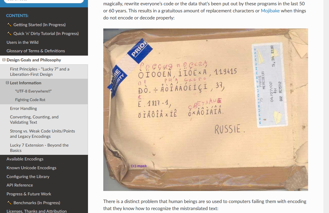 A package transcribed with Mojibake by a Postal Worker, that is then hand-translated by to the Cyrillic it was meant to use, on its way to Russia from Paris.